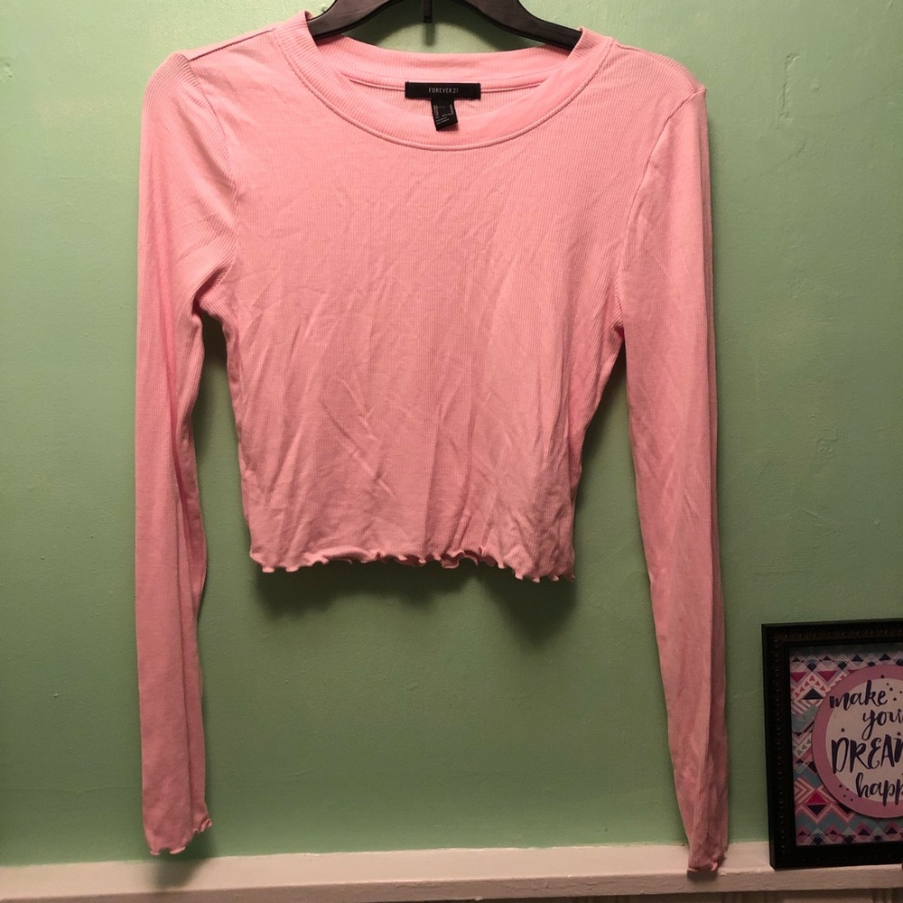 Forever 21 Pink Ribbed Crop Top